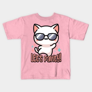 Let's Pawty! Cute Dancing Cat Pun Kids T-Shirt